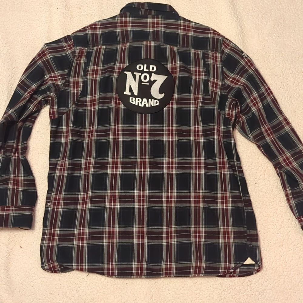 Vans Off The Wall Men's Wayland Plaid Flannel‎ Shirt & jack Daniels 07 patches